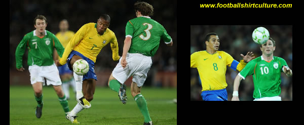 This is the new Ireland Home kit for the 08/09 season made by Umbro. Worn by the ‘Boys in Green’ for the first time in yesterdays match against Brazil at Croke Park.