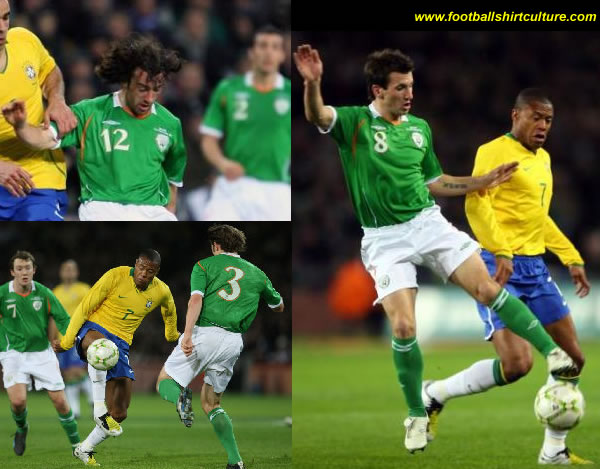 This is the new Ireland Home kit for the 08/09 season made by Umbro. Worn by the ‘Boys in Green’ for the first time in yesterdays match against Brazil at Croke Park.