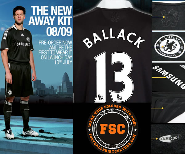 Chelsea unveiled their new black away kit and goalkeeper kit for the 08/09 season made by Adidas. chelsea_08_09_away_adidas_shirt_kit.jpg