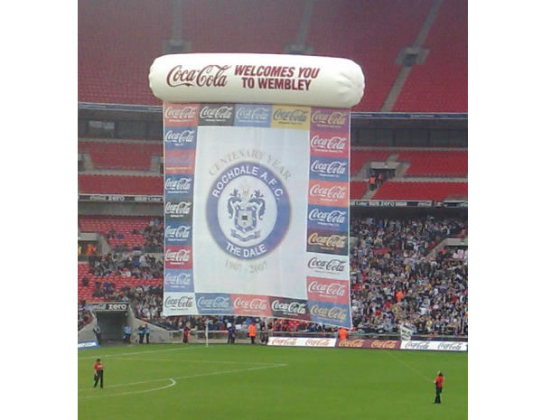 The prize on offer is the giant banner that dropped from the Coca-Cola airship during the build up to the final at Wembley. wembley_banner_rochdale.jpg