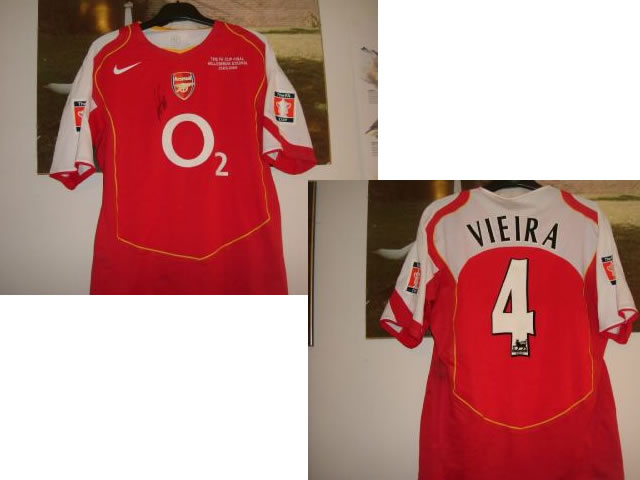 A MATCH WORN FA CUP FINAL SHIRT 2005 FROM PENALTY HERO AND CAPTAIN PATRICK VIEIRA A MATCH WORN FA CUP FINAL SHIRT 2005 FROM PENALTY HERO AND CAPTAIN PATRICK VIEIRA
