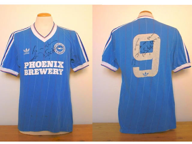 VINTAGE BRIGHTON 1984 ADlDAS MATCH WORN SHIRT Frank Worthington's match shirt. England International VINTAGE BRIGHTON 1984 ADlDAS MATCH WORN SHIRT Frank Worthington's match shirt. England International