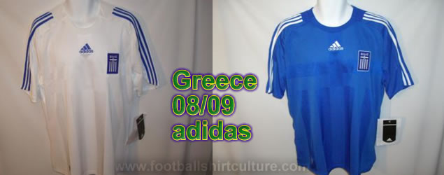 This seems to be the new Greece home and away shirts for the 08/09 season made by Adidas. It's not officially out yet, but it looks like this is it.
