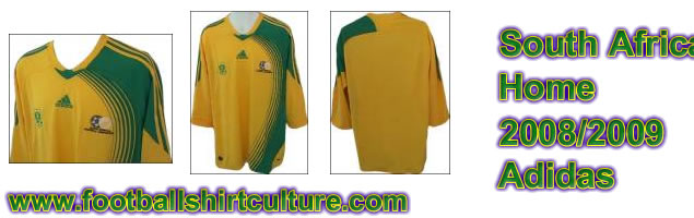This seems to be the new South Africa home shirt for the 08/09 season made by Adidas. They are not officialy out yet, but it looks like this is it. This seems to be the new South Africa home shirt for the 08/09 season made by Adidas. They are not officialy out yet, but it looks like this is it.