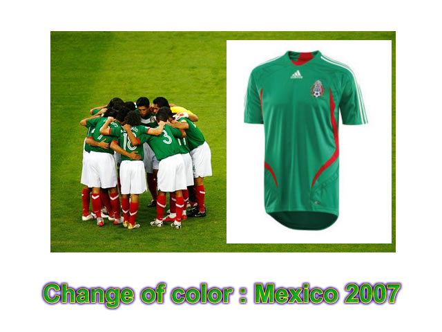 Mexico will ditch its traditional green jersey, as coach Hugo Sanchez has claimed players are struggling to distinguish it from the grass on the field. The Mexican national team will wear white jerseys for home games and red while playing on the road. Mexico will ditch its traditional green jersey, as coach Hugo Sanchez has claimed players are struggling to distinguish it from the grass on the field. The Mexican national team will wear white jerseys for home games and red while playing on the road.