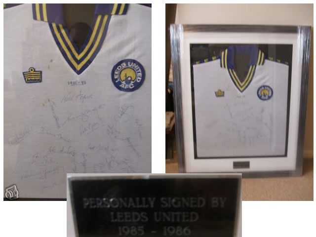Leeds United Signed & Framed Shirt 1985-86 Leeds United Signed & Framed Shirt 1985-86