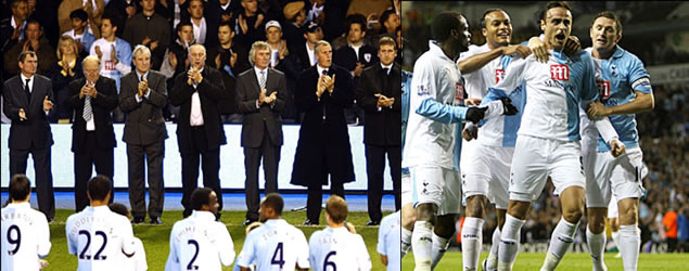 Before the game Tottenham paraded a group of club legends as they marked their 125th anniversary, and at this historic match the team were adorned in the Special Edition 125 Anniversary Kit. A blue and white halved shirt was first worn by the spurs in 1885 and a similar shirt was worn on this occasion. The one-off kit will never be worn again. Before the game Tottenham paraded a group of club legends as they marked their 125th anniversary, and at this historic match the team were adorned in the Special Edition 125 Anniversary Kit. A blue and white halved shirt was first worn by the spurs in 1885 and a similar shirt was worn on this occasion. The one-off kit will never be worn again.