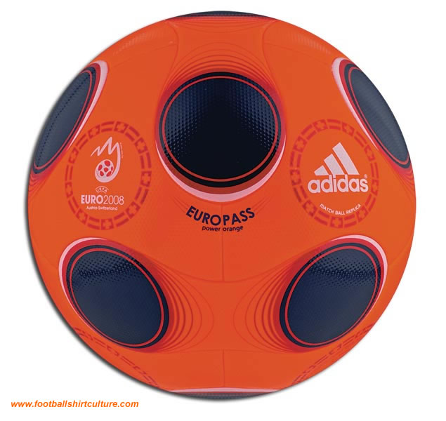 In case we're getting snow in the Alps Adidas designed the Europass Power Orange. The winter ball for Euro 2008.