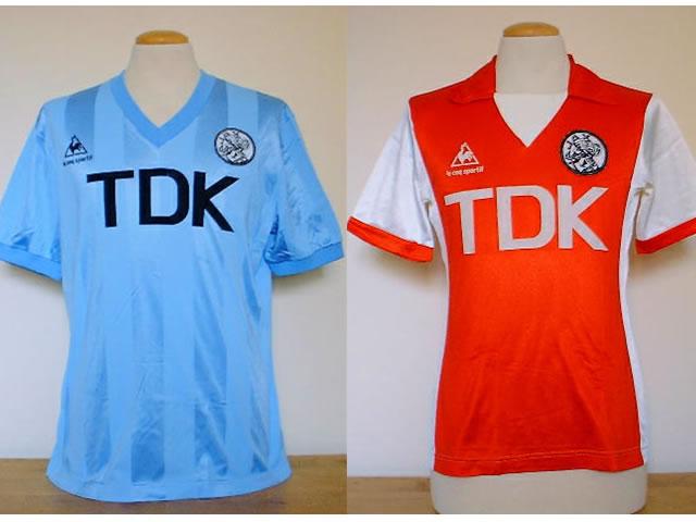 VINTAGE AJAX 1983 LE COQ SPORTIF HOME & AWAY SHIRTS + TDK VINTAGE AJAX 1983 LE COQ SPORTIF HOME & AWAY SHIRTS + TDK