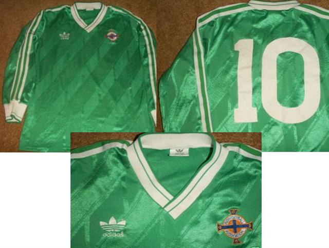 MATCH WORN Northern Ireland player shirt from the mid to late 1980s MATCH WORN Northern Ireland player shirt from the mid to late 1980s