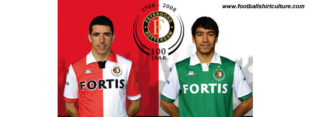 The green colour and white collar were inspired by the creation of the past. Both shirts have a golden embroidered Fyenoord logo, which is a tradition restored in honor , and the wish of many supporters.