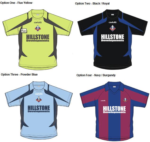 The club is once again giving fans the opportunity to choose the new kit from four designs and colourways supplied by kit manufacturers Carlotti. The club is once again giving fans the opportunity to choose the new kit from four designs and colourways supplied by kit manufacturers Carlotti.