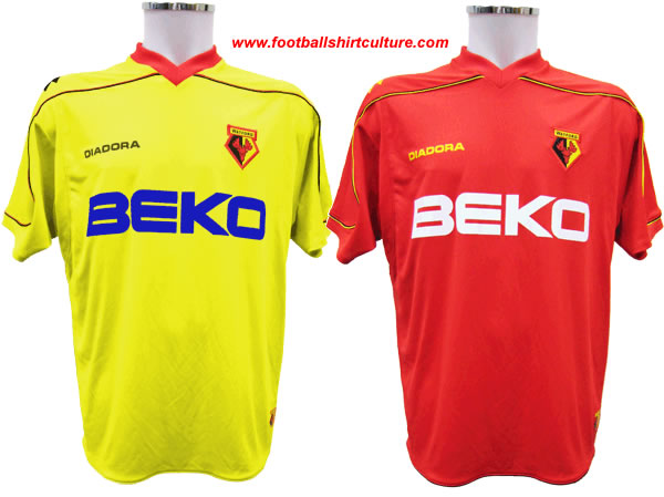 These are the new Watford home and away shirts for the 08/09 season made by Diadora These are the new Watford home and away shirts for the 08/09 season made by Diadora