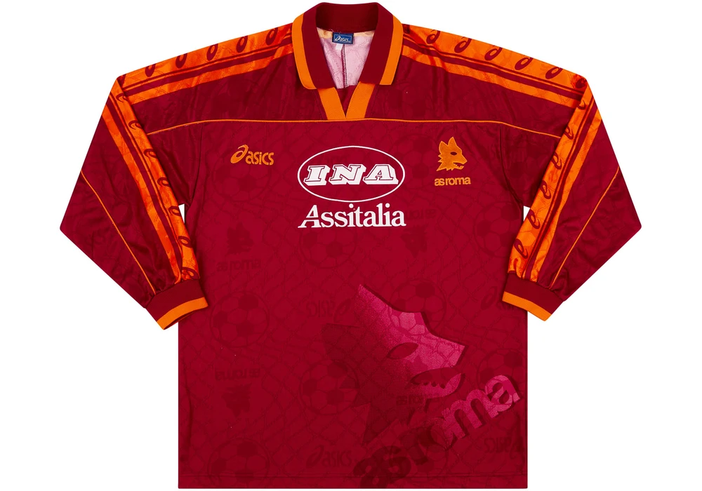 AS Roma 1995-96 Home Shirt &middot; INA Assitalia Sponsored Roma Jersey by Asics