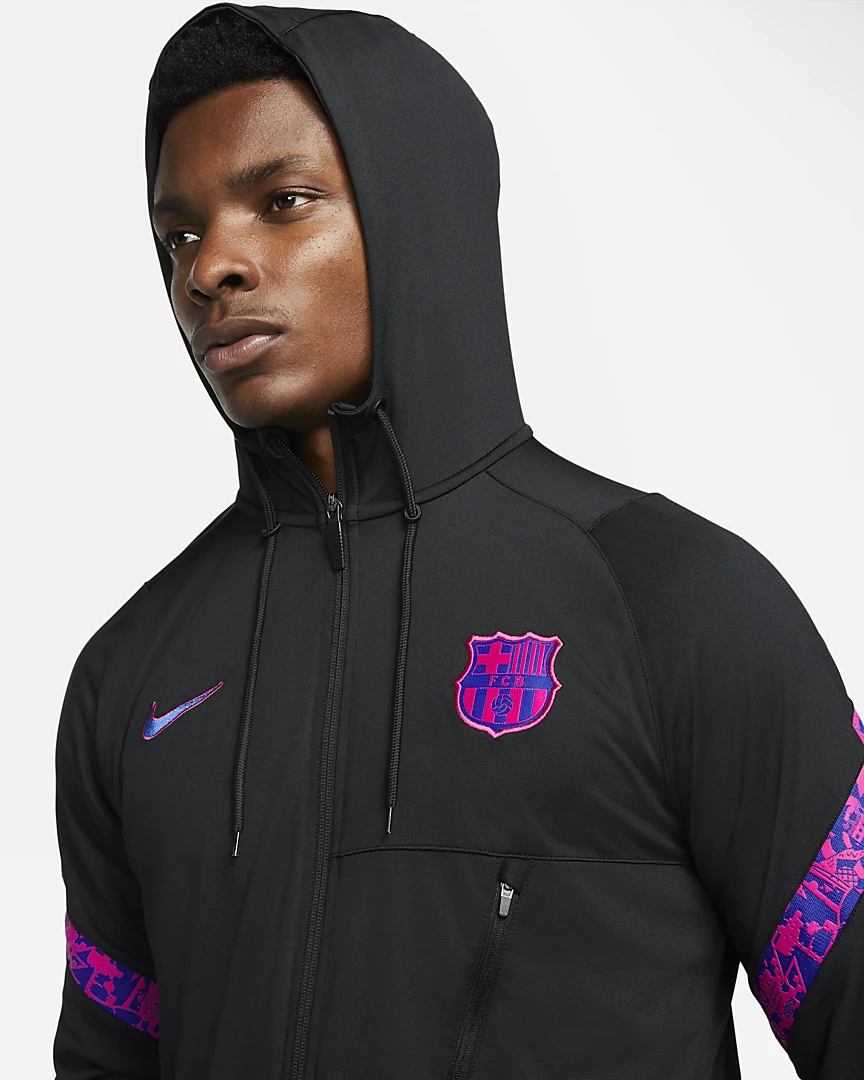 Barcelona 21/22 Strike Dri-FIT Knit Football Tracksuit - Black / Black / Hyper Royal / Hyper Royal