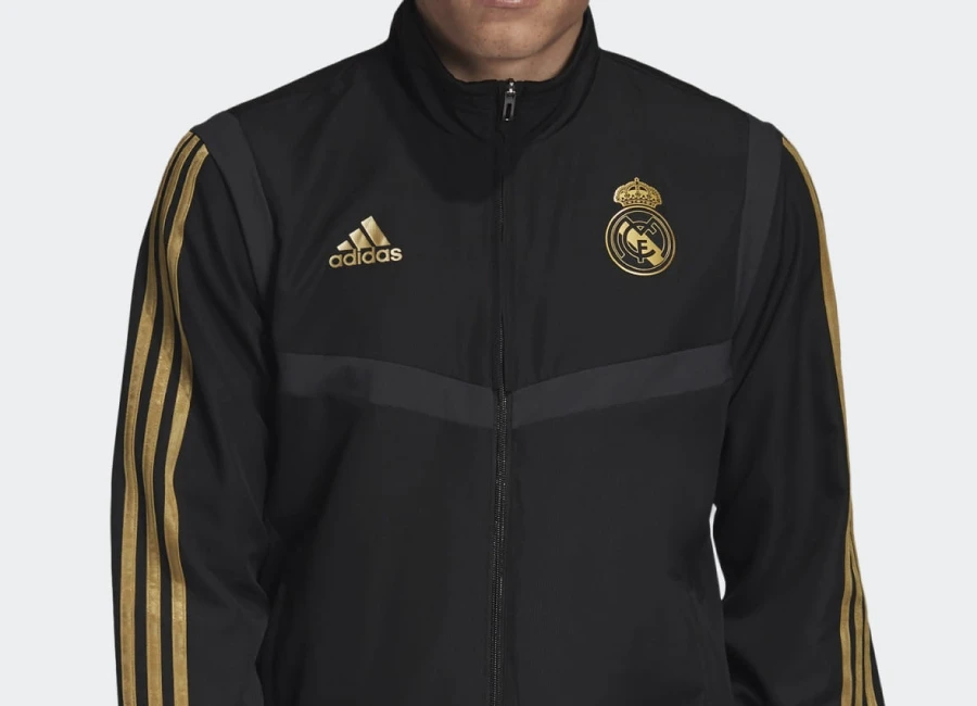 Adidas 2019 Real Madrid Presentation Track Top - Black / Dark Football Gold #Realmadrid #rmcf #Adidasfootball