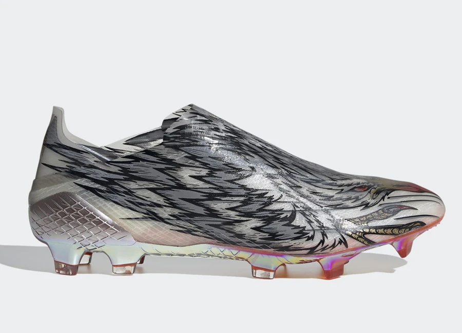 Adidas X Ghosted+ Peregrine Speed FG - Silver Metallic / Cloud White / Gold Metallic #adidasfootball #footballboots