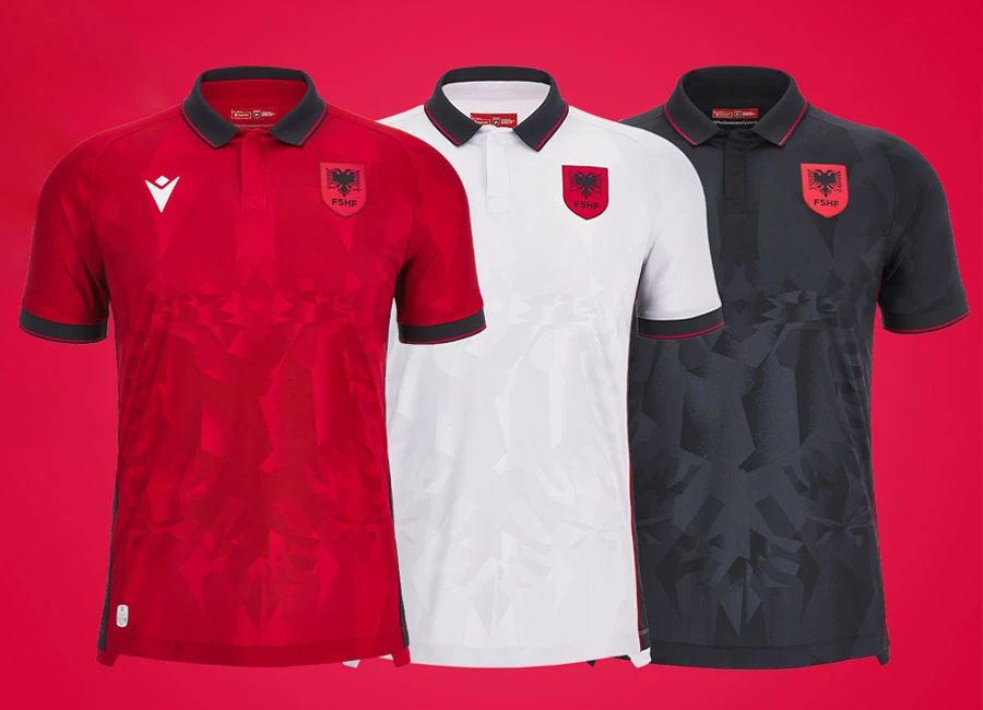 Albania 2023-24 Macron Home, Away and Third Shirts