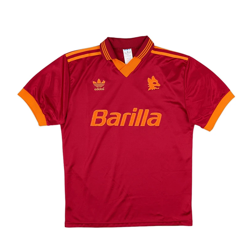 AS Roma 1992-94 Home Shirt &middot; Adidas Jersey With Barilla Sponsor From Francesco Totti&rsquo;s 1993 Debut