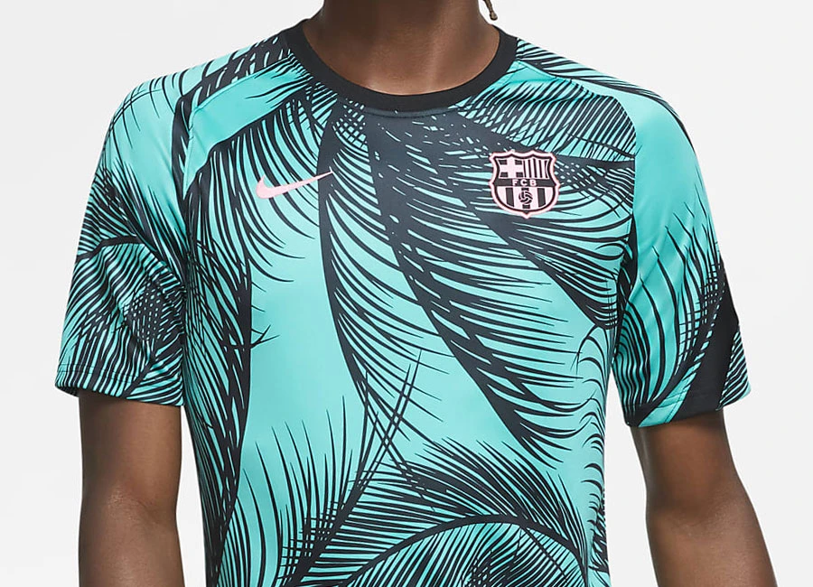 Barcelona Pre-Match Football Top - New Green / Black / Pink Beam #barca #fcbarcelona #barcelona #nikefootball