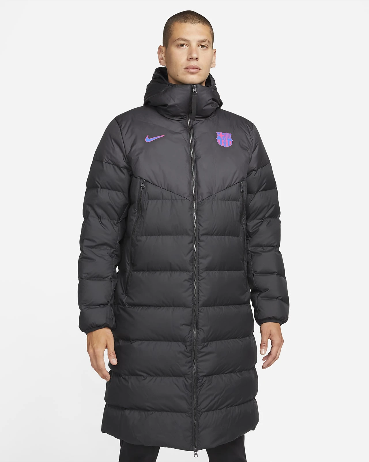 Barcelona 21/22 Strike Therma-FIT Football Down Jacket - Black / Hyper Royal
