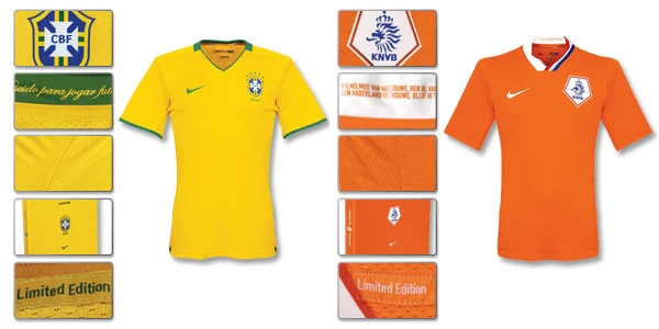 Brazil, Holland, Portugal 2008 limited edition Nike shirts