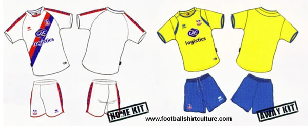 Crystal Palace home and away kit 08/09 by errea