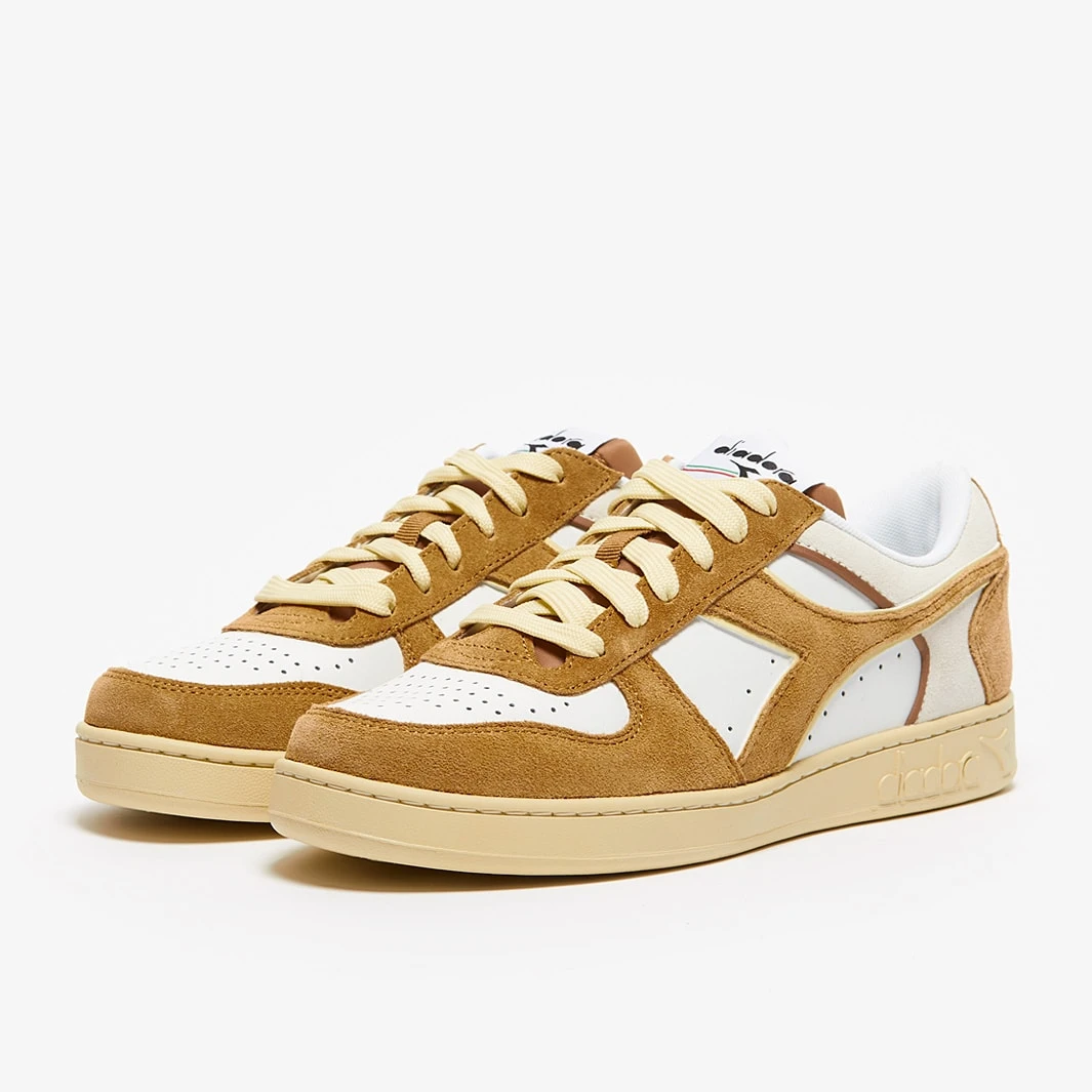 Diadora Magic Basket Low Suede Leather - White / Brown Dijon