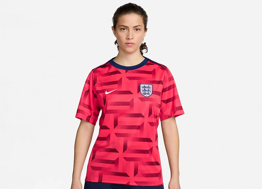 England 2024 Nike Pre-Match Shirt - Siren Red / Blue Void / White