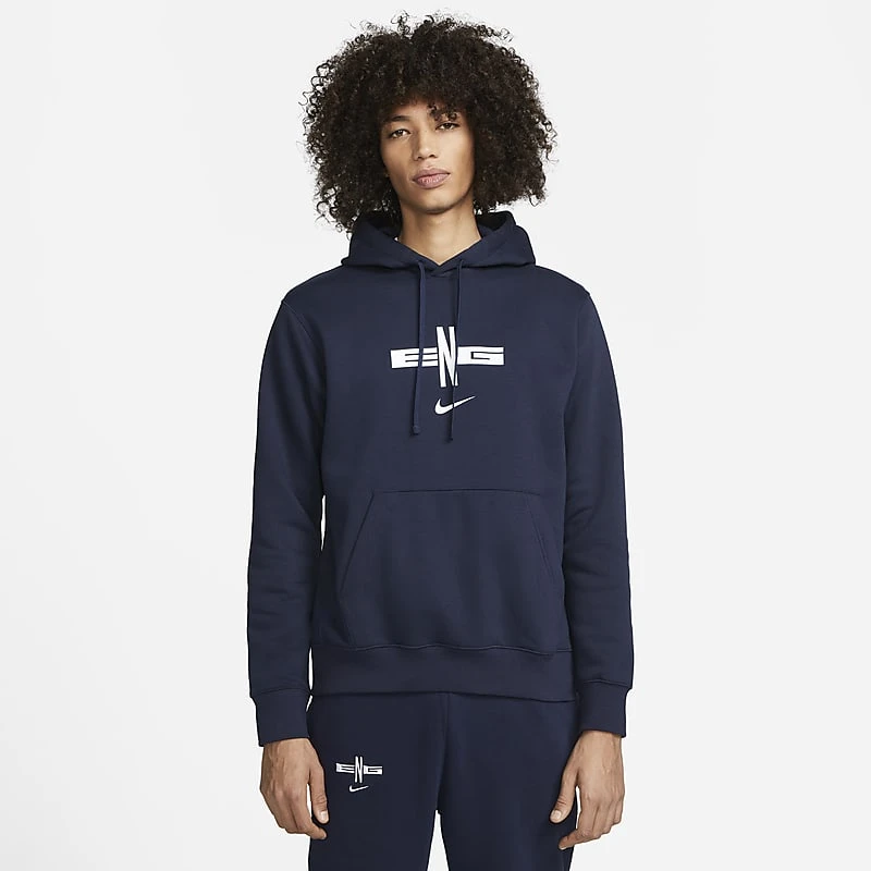 England Pullover Fleece Football Hoodie - Obsidian / White
