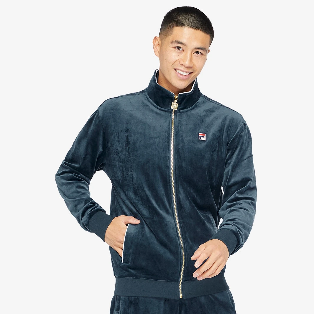 FILA Heritage Irving Velour Track Top - Dark Teal