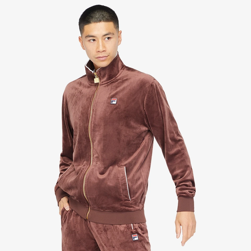 FILA Heritage Irving Velour Track Top - Brown Stone