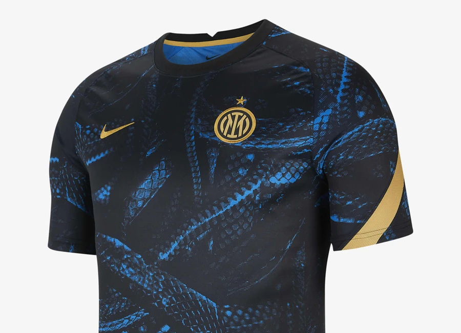 Inter Milan 21/22 Pre-Match Football Top - Blue Spark / Black / Black / Truly Gold