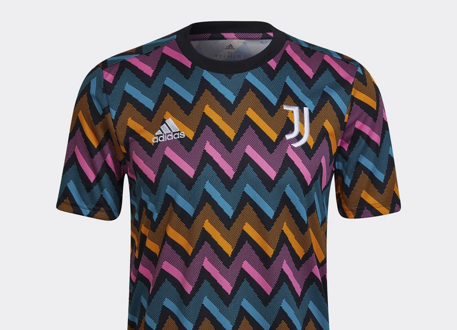 Juventus 21/22 Adidas Pre-Match Jersey - Black / Screaming Pink / Crew Orange / Hi-Res Aqua