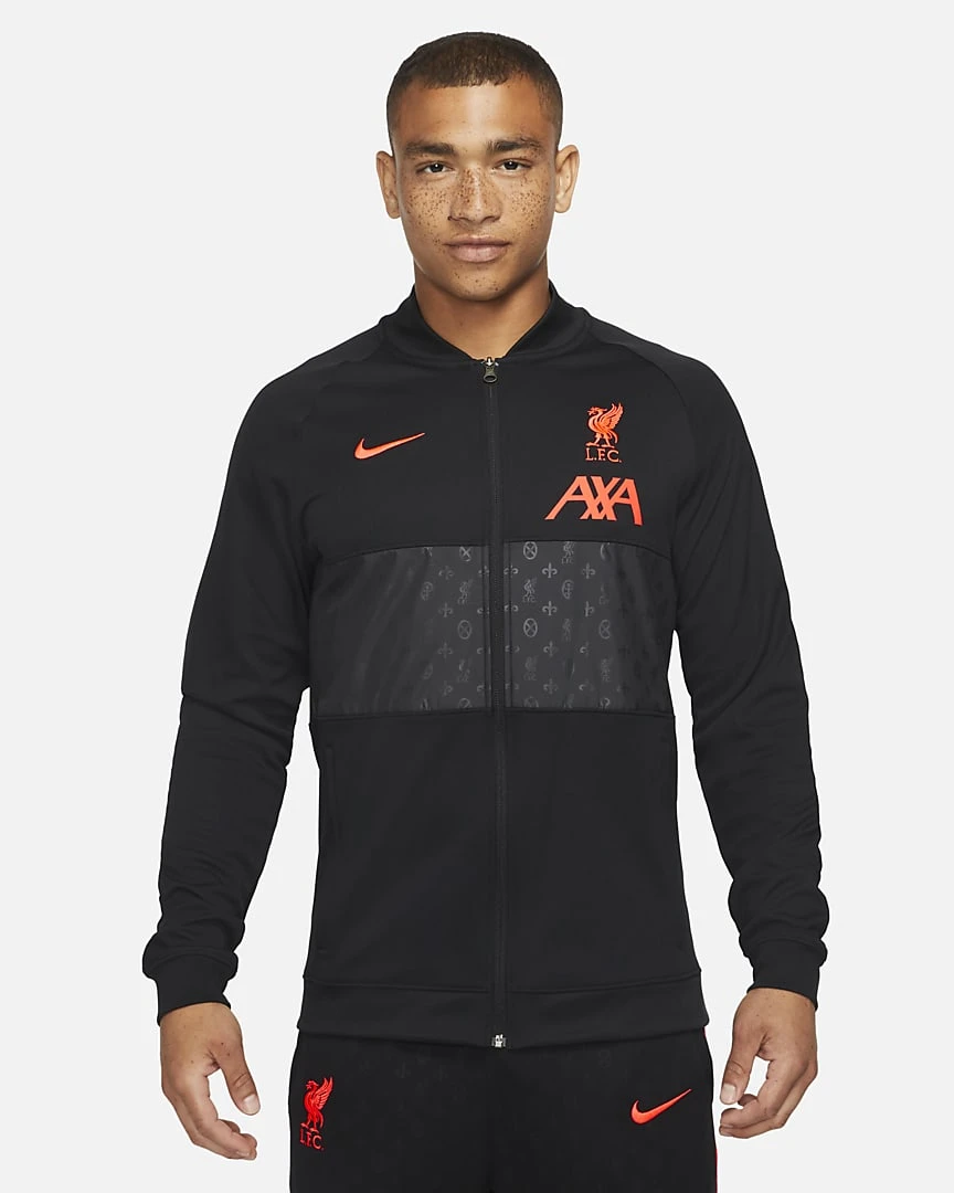 Liverpool 21/22 Football Tracksuit Jacket - Black / Bright Crimson