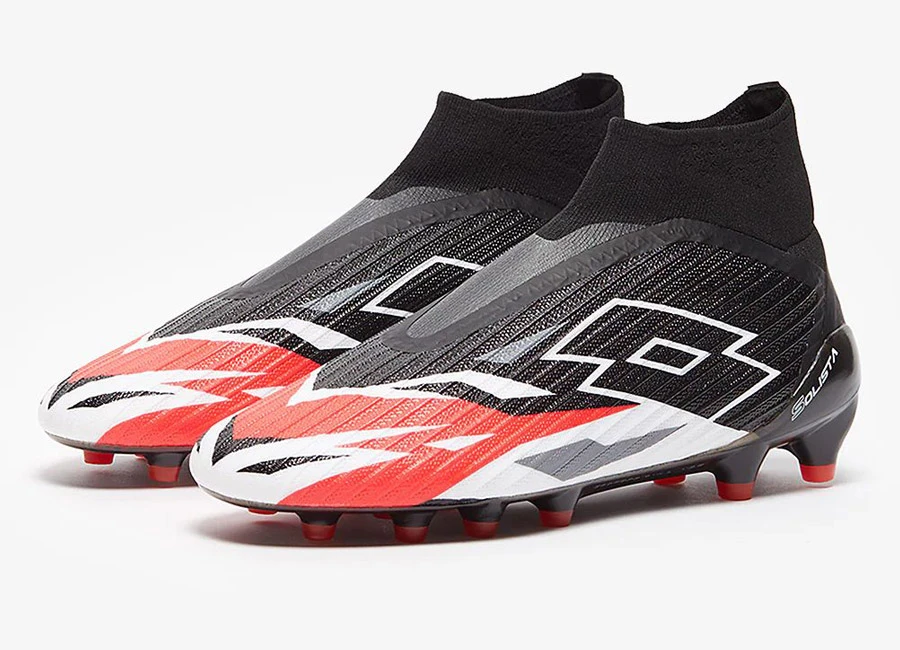 Lotto Solista 100 IV Gravity FG - All Black / White / Cliif Red #footballboots #lottofootball