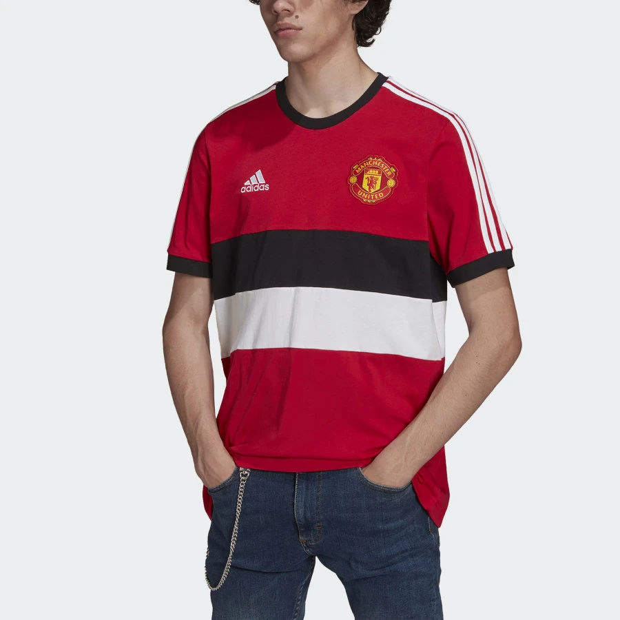 Manchester United 21/22 3-Stripes T-Shirt - Real Red
