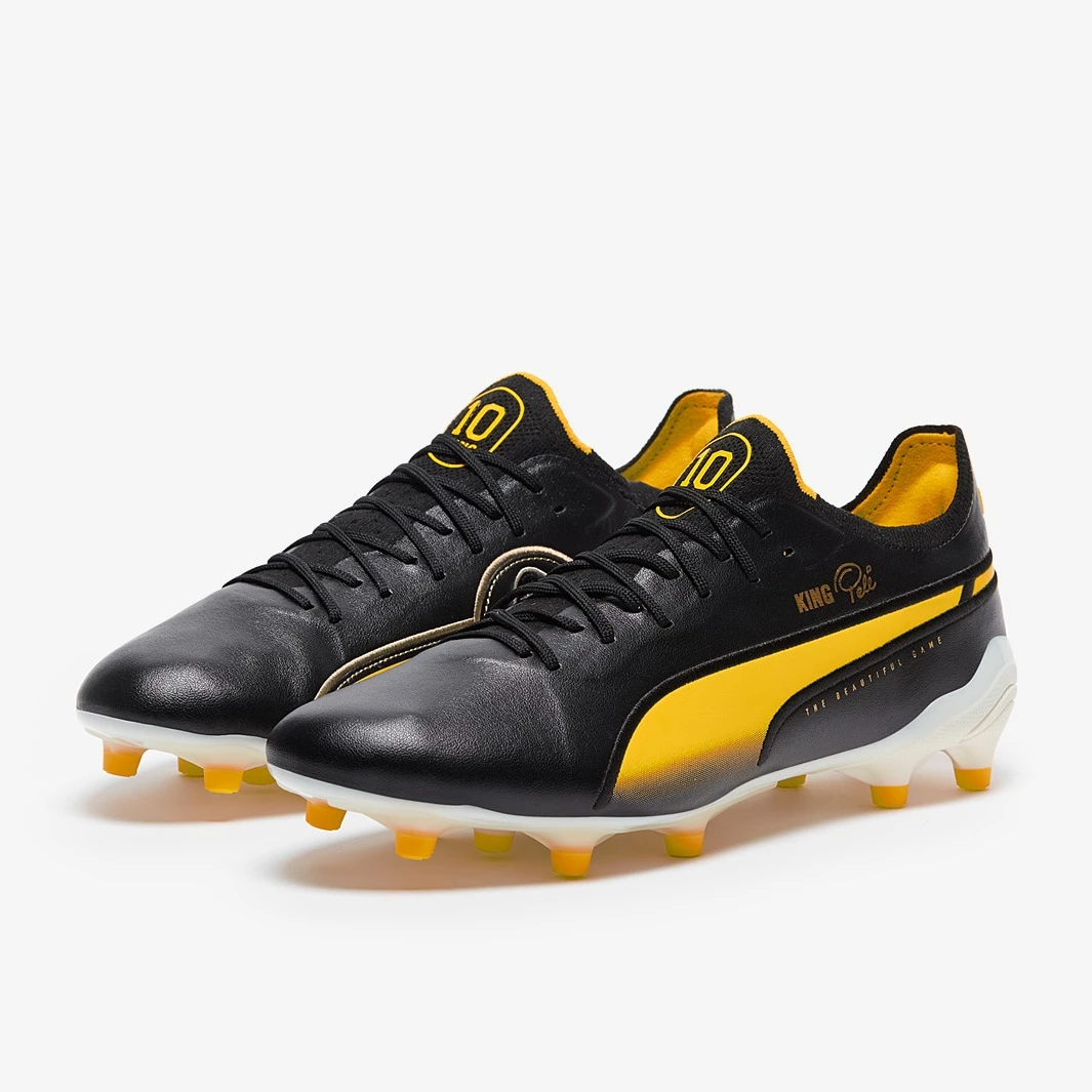 Puma King Ultimate Pele FG/AG - Black / White / Pel&eacute; Yellow / Gold / Frosted Ivory