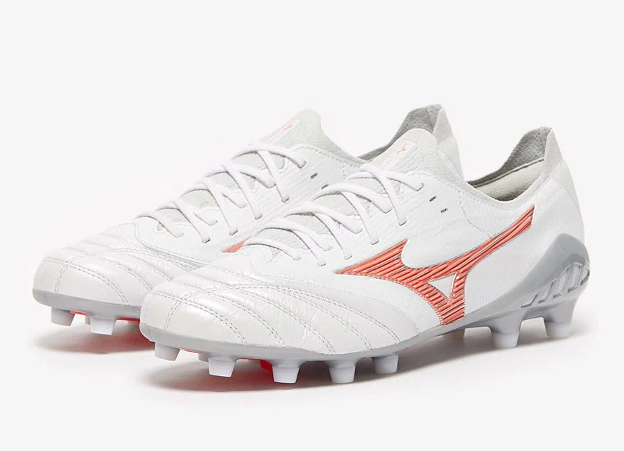 Mizuno Morelia Neo 3 &szlig; Made In Japan FG - White / Fiery Coral