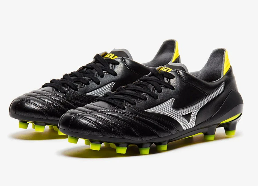 Mizuno Morelia Neo II Made in Japan FG - Black / Silver / Safety Yellow #Mizuno #MizunoFootball #footballboots