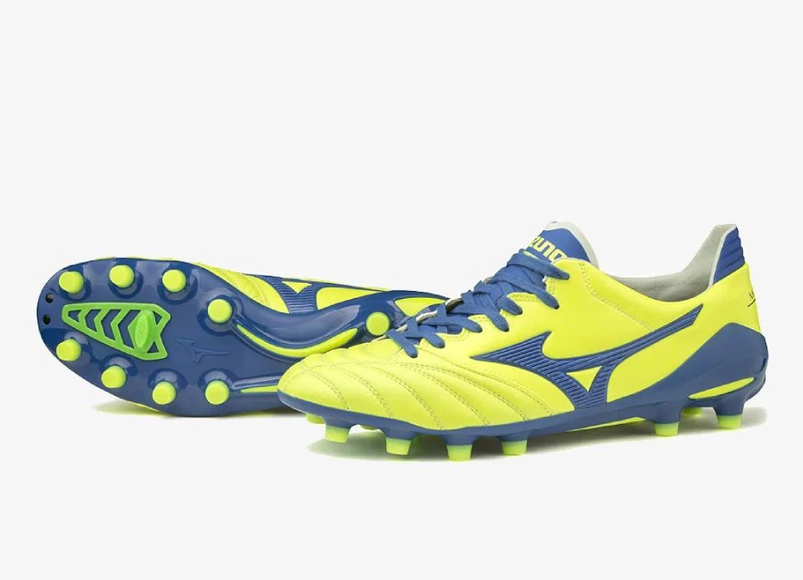 Mizuno Morelia Neo II Made In Japan FG - Safety Yellow / True Blue #Mizuno #Mizunofootball #footballboots