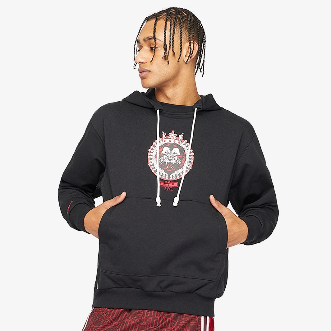 Nike LeBron James x Liverpool FC Standard Issue Pull-Over Hoodie - Black / Gym Red
