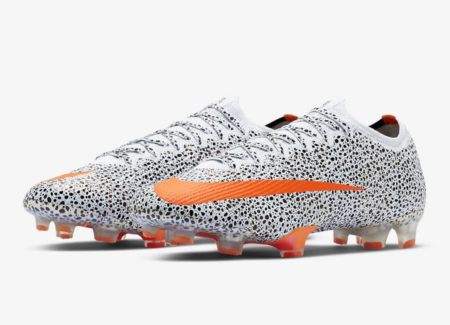Nike Mercurial Vapor 13 Elite CR7 Safari FG - White / Black / Total Orange #footballboots #nikefootball