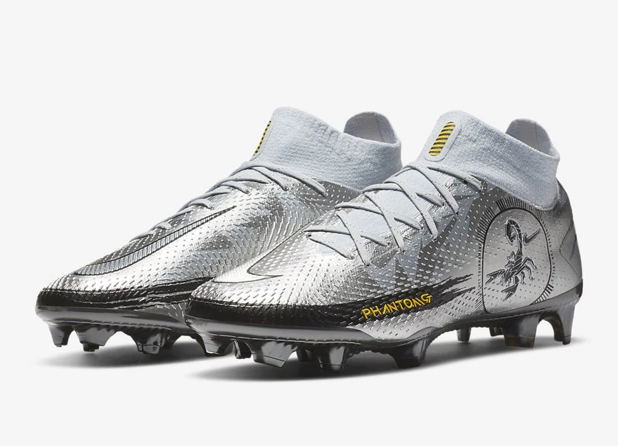Nike Phantom Scorpion Elite Dynamic Fit FG - Pure Platinum / Black / Speed Yellow / Metallic Silver #footballboots #nikefootball