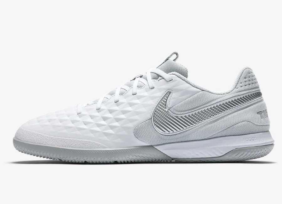 Nike React Tiempo Legend 8 Pro IC Under The Radar - White / Wolf Grey / Pure Platinum / Chrome #futsal #nikefootball