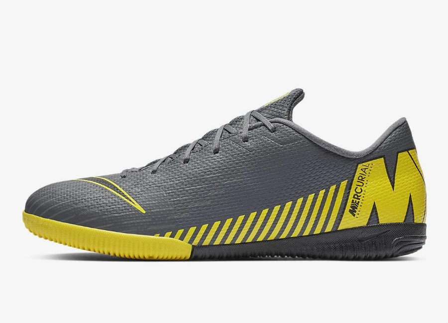 Nike VaporX 12 Academy IC - Dark Grey / Opti Yellow / Black #futsal #nikefootball #nikesoccer