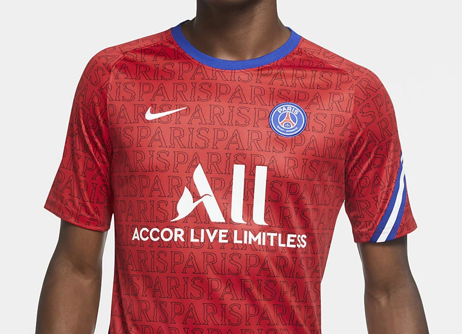 Paris Saint-Germain Short-Sleeve Football Top - University Red / Old Royal / White #psg #teampsg #nikefootball #ParisSaintGermain