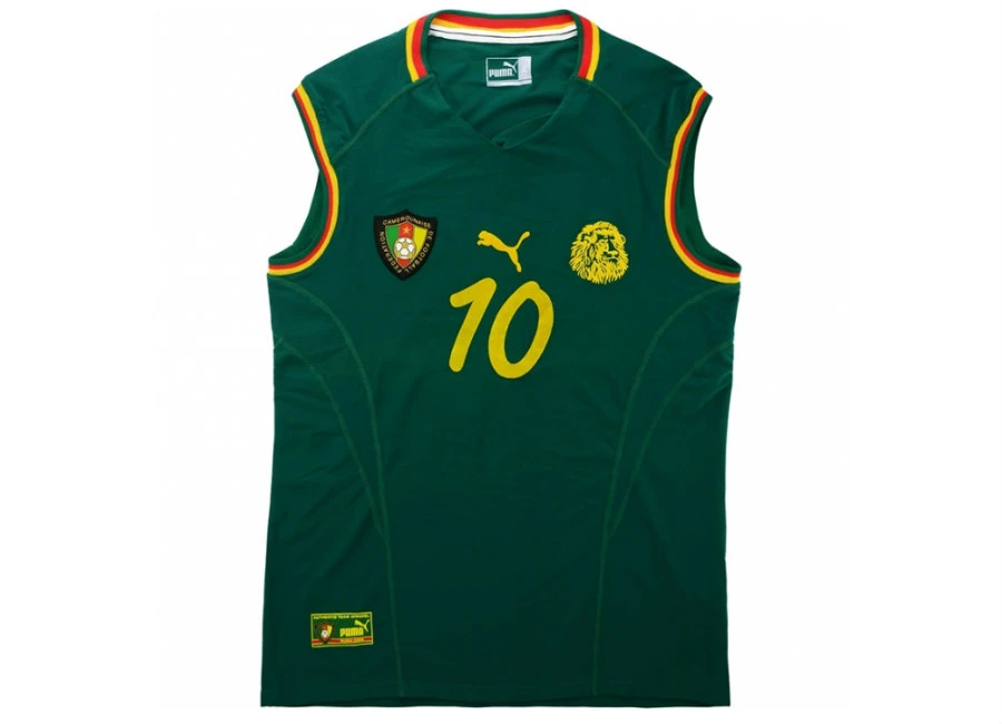 Puma 2002 Cameroon Match Worn Home Vest Shirt
