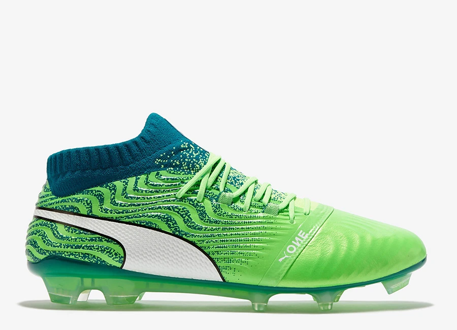 Puma One 18.1 FG - Green Gecko / Puma White / Deep Lagoon