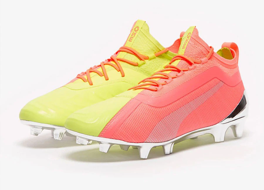 Puma One 20.1 FG/AG - Energy Peach / Fizzy Yellow / Silver #footballboots #pumafootball